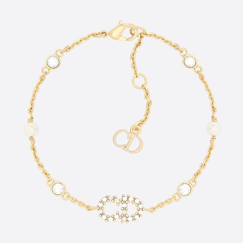 Close-up of Dior Women Clair D Lune Bracelet with white pearls and crystals
