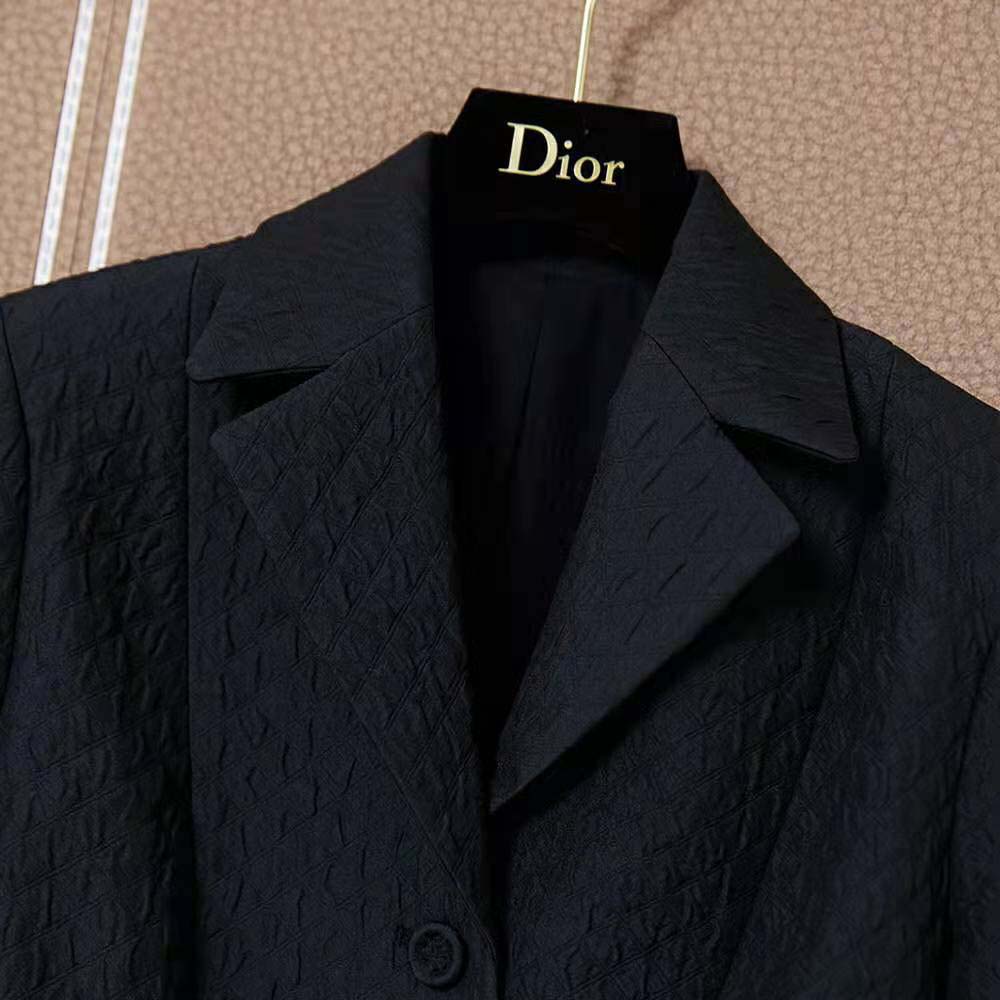 Dior Women Cloque-Effect Bar Jacket Black Matte Single-Breasted Technical Fabric - image 4