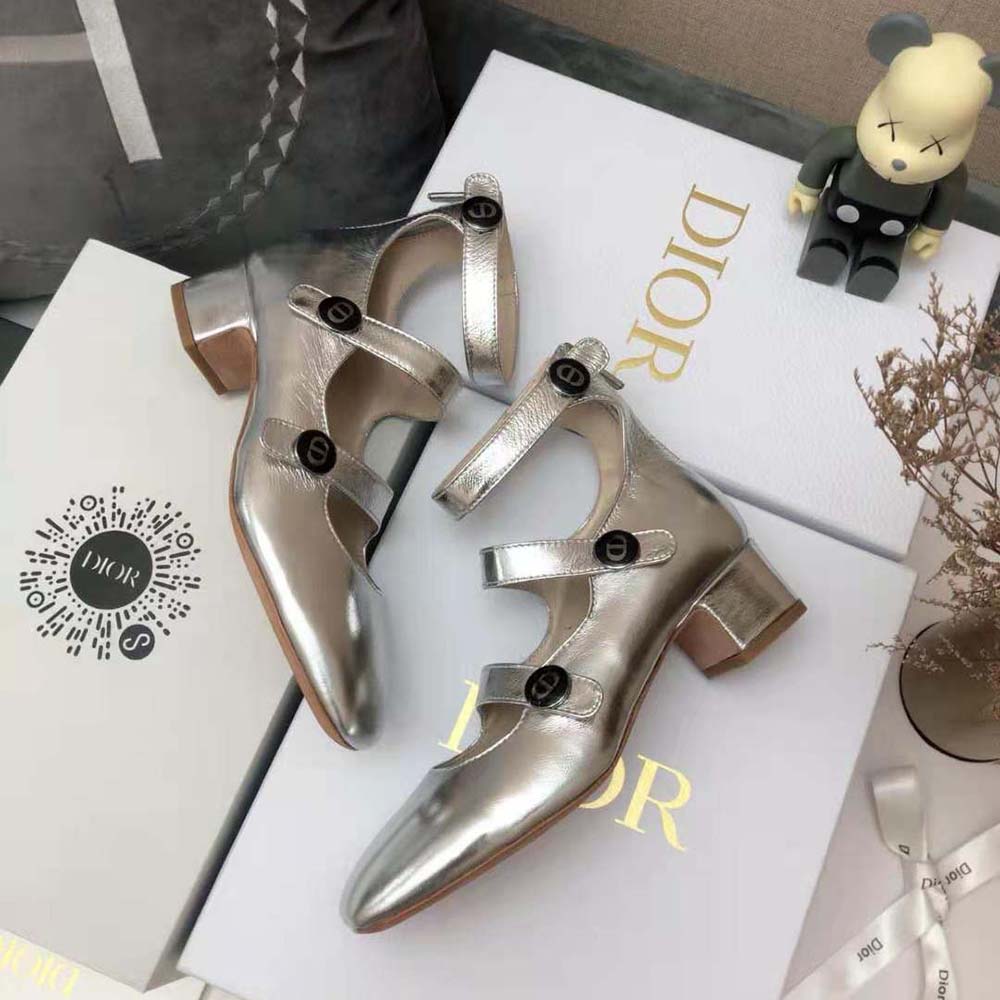 Dior Women D-Doll Pump Silver-Tone Shiny Laminated Calfskin - image 6