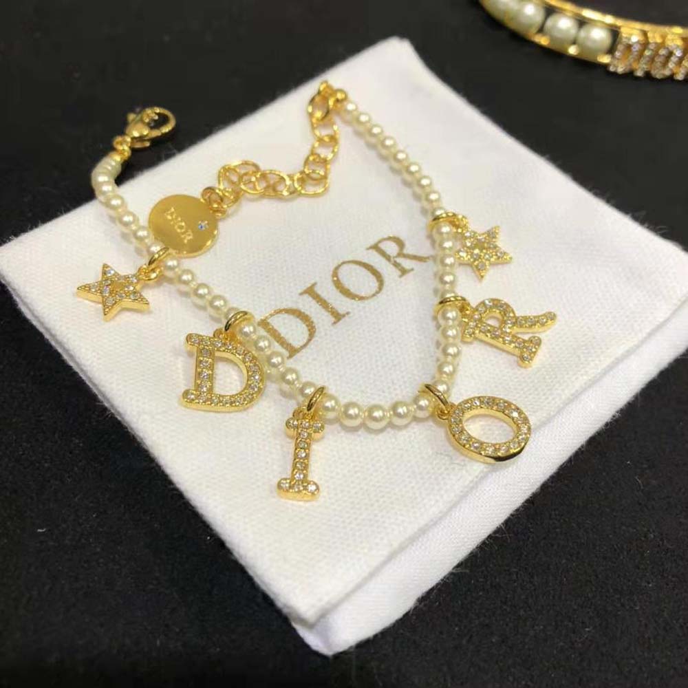 Dior Women Dio(r)evolution Bracelet Gold-Finish Metal White Resin Pearls and White Crystals - image 4