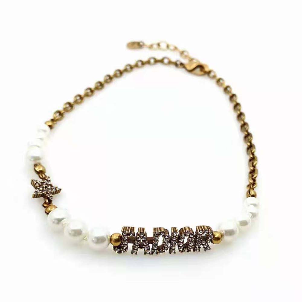 Side angle of Dior Women J’Adior Choker Necklace showing adjustable clasp detail
