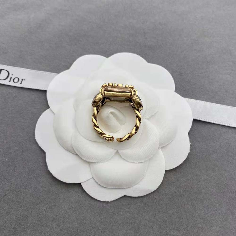 Dior Women J’Adior Ring Antique Gold-Finish Metal and Multicolor Crystals - image 4