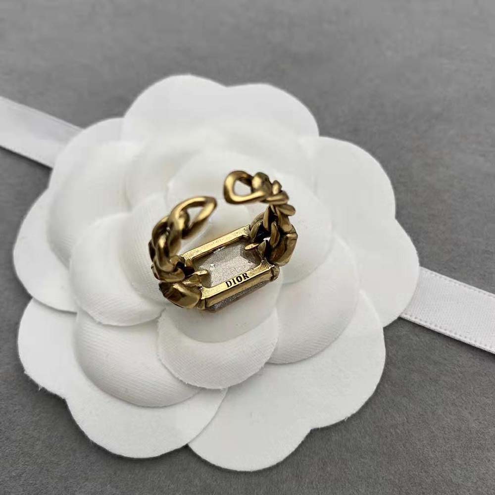 Dior Women J’Adior Ring Antique Gold-Finish Metal and Multicolor Crystals - image 6