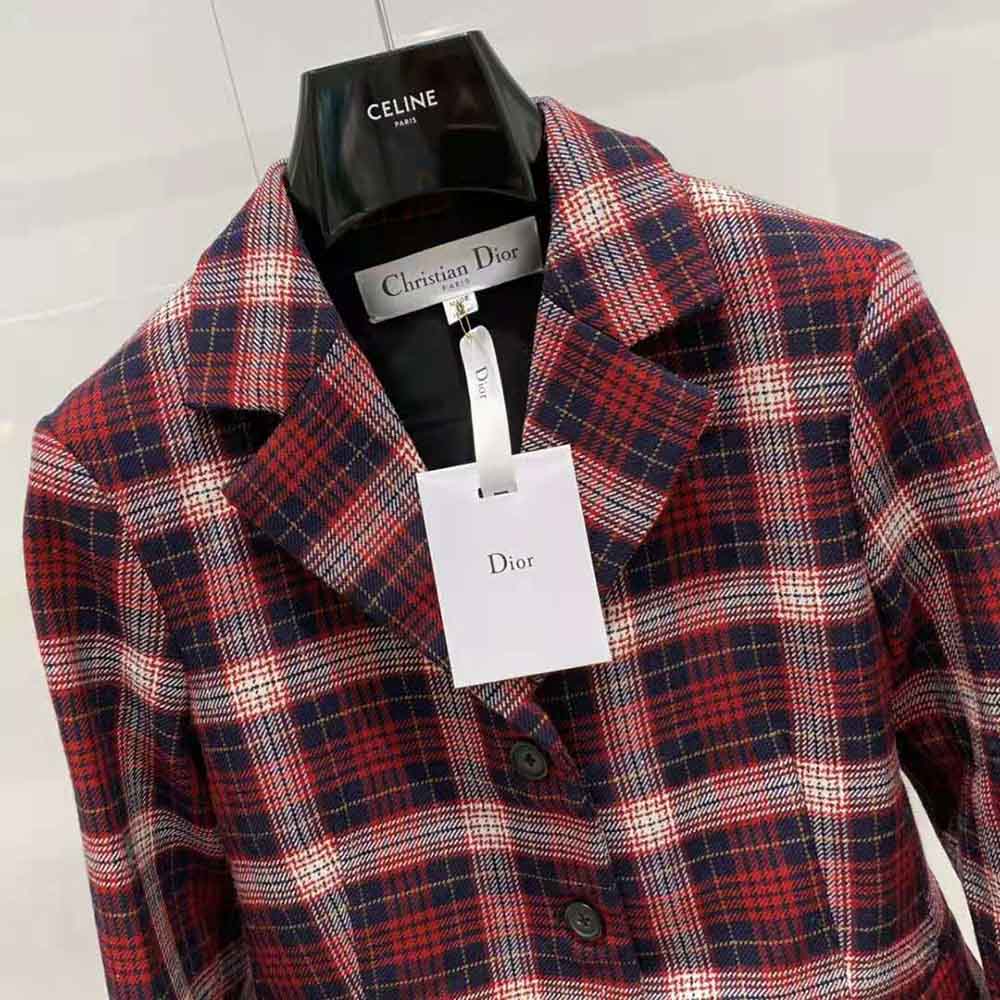 Dior Women Jacket Red Black and White Check n Dior Tartan Wool Twill - image 5