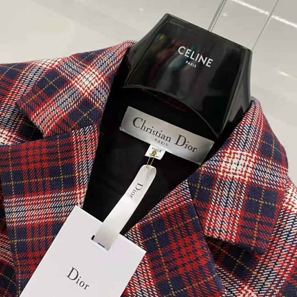 Dior Women Jacket Red Black and White Check n Dior Tartan Wool Twill - image 4