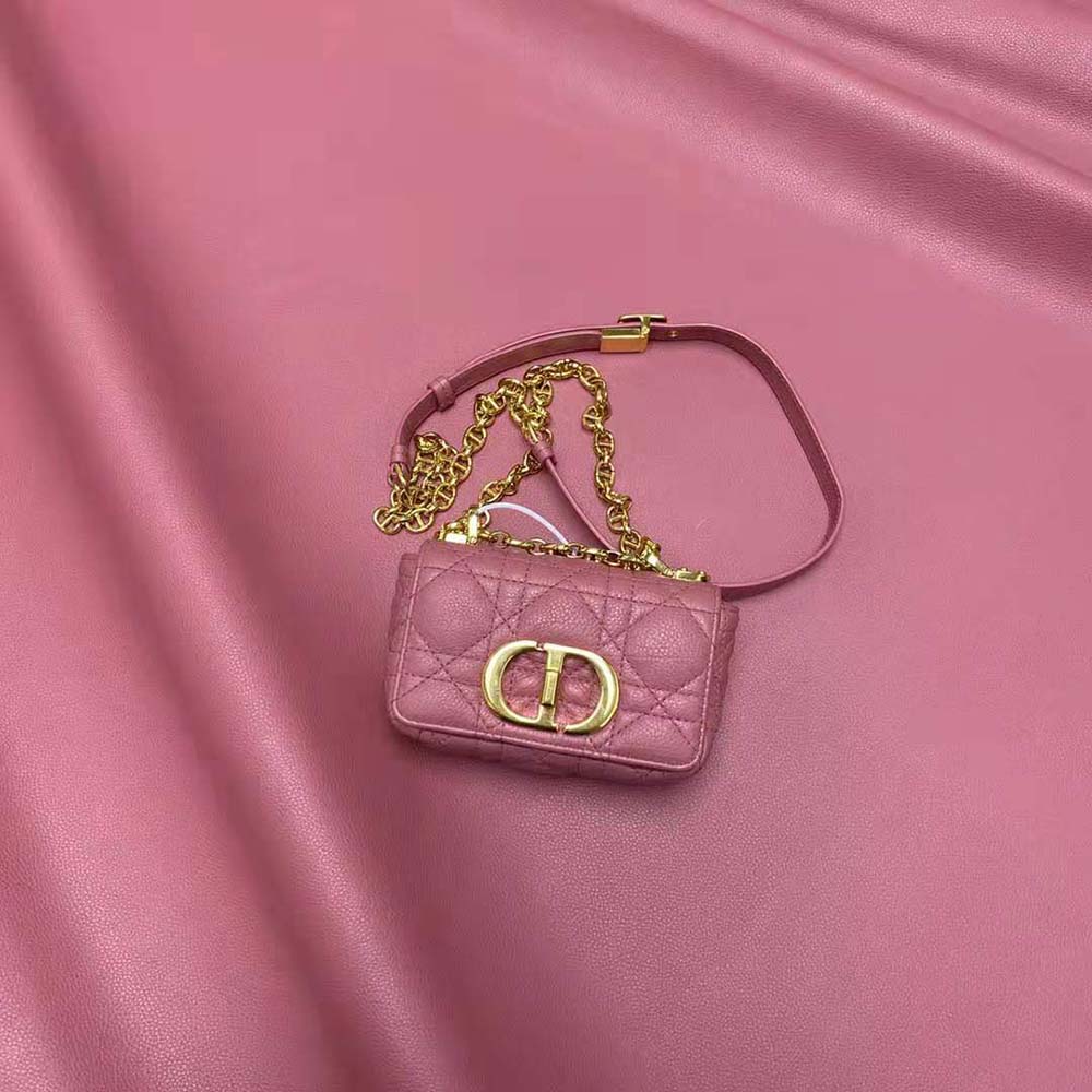 Dior Women Micro Dior Caro Bag Yarrow Pink Supple Cannage Calfskin - image 4