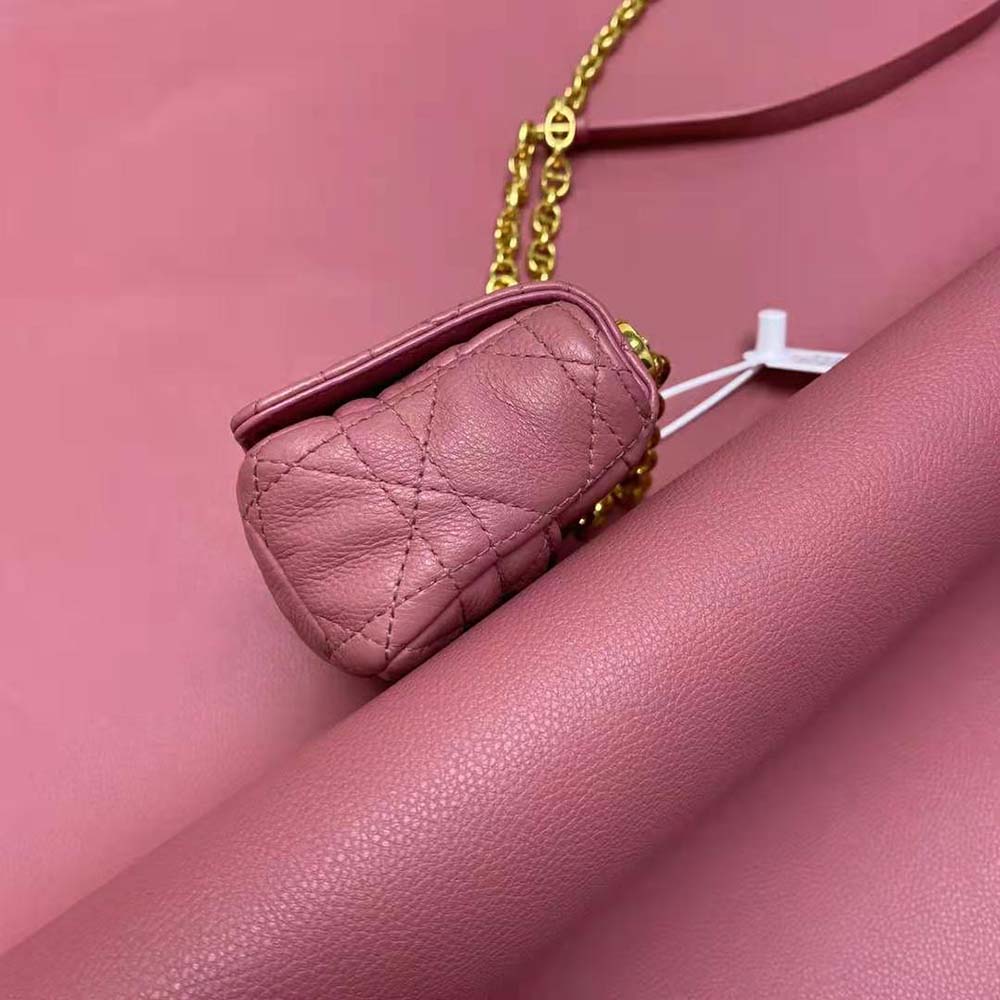 Dior Women Micro Dior Caro Bag Yarrow Pink Supple Cannage Calfskin - image 9