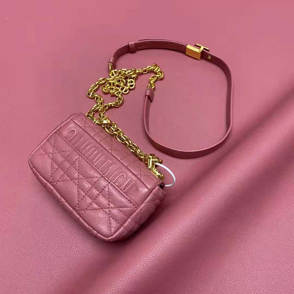 Dior Women Micro Dior Caro Bag Yarrow Pink Supple Cannage Calfskin - image 6