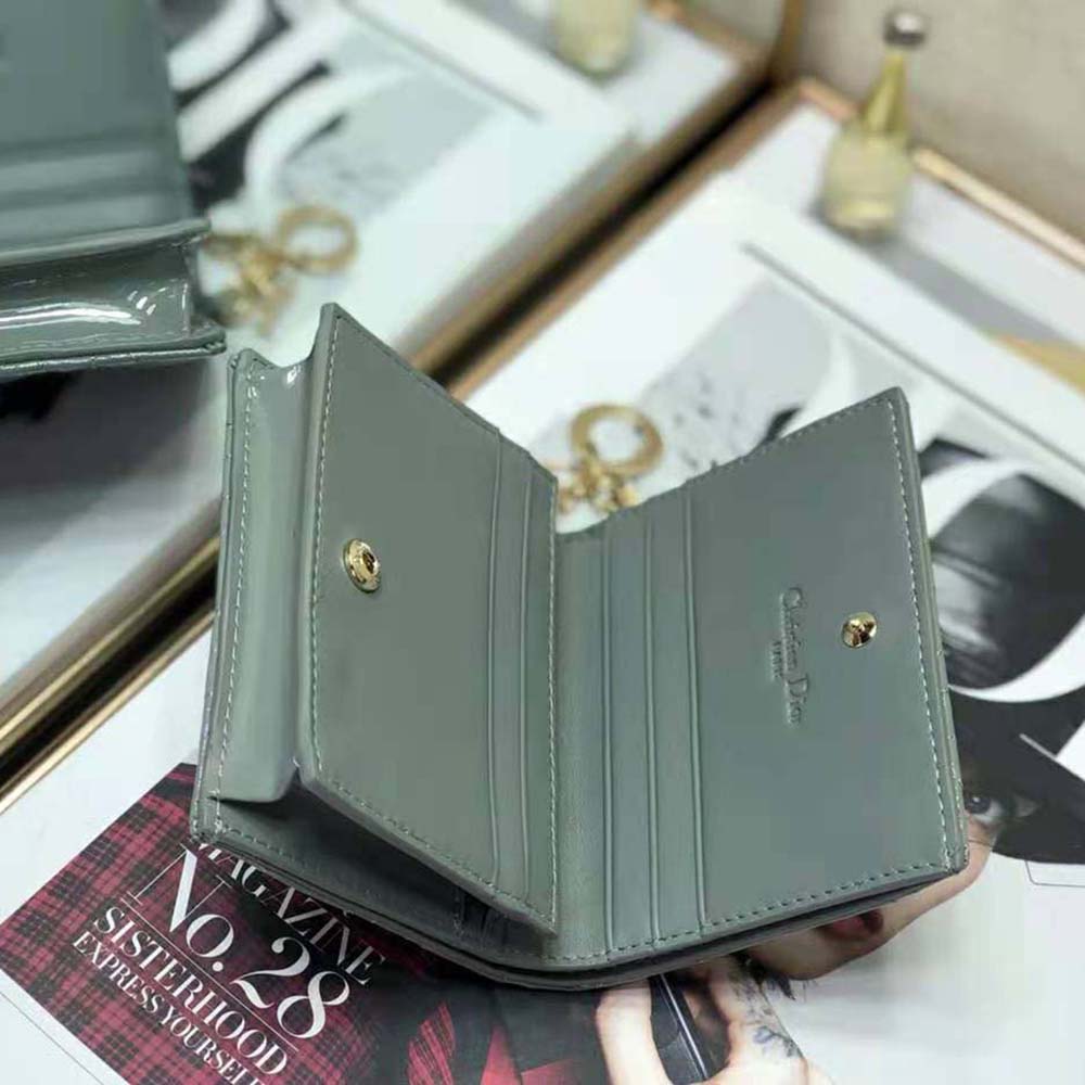 Dior Women Mini Lady Dior Wallet Patent Cannage Calfskin-Navy - image 7