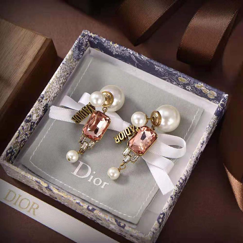 Side angle showcasing double-sided design of Dior Women Tribales Earrings