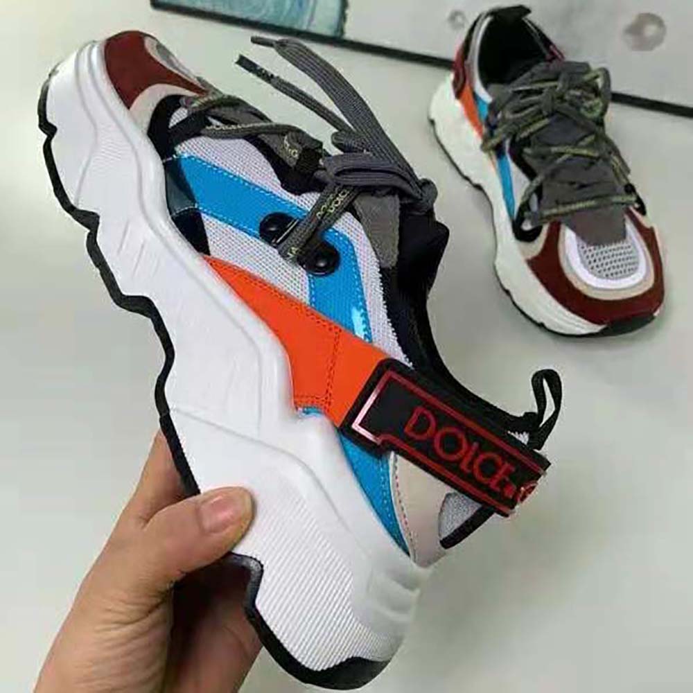 Dolce Gabbana D&G Men Stretch Mesh Daymaster Sneakers with Multi-Color Details and Double Laces - image 9