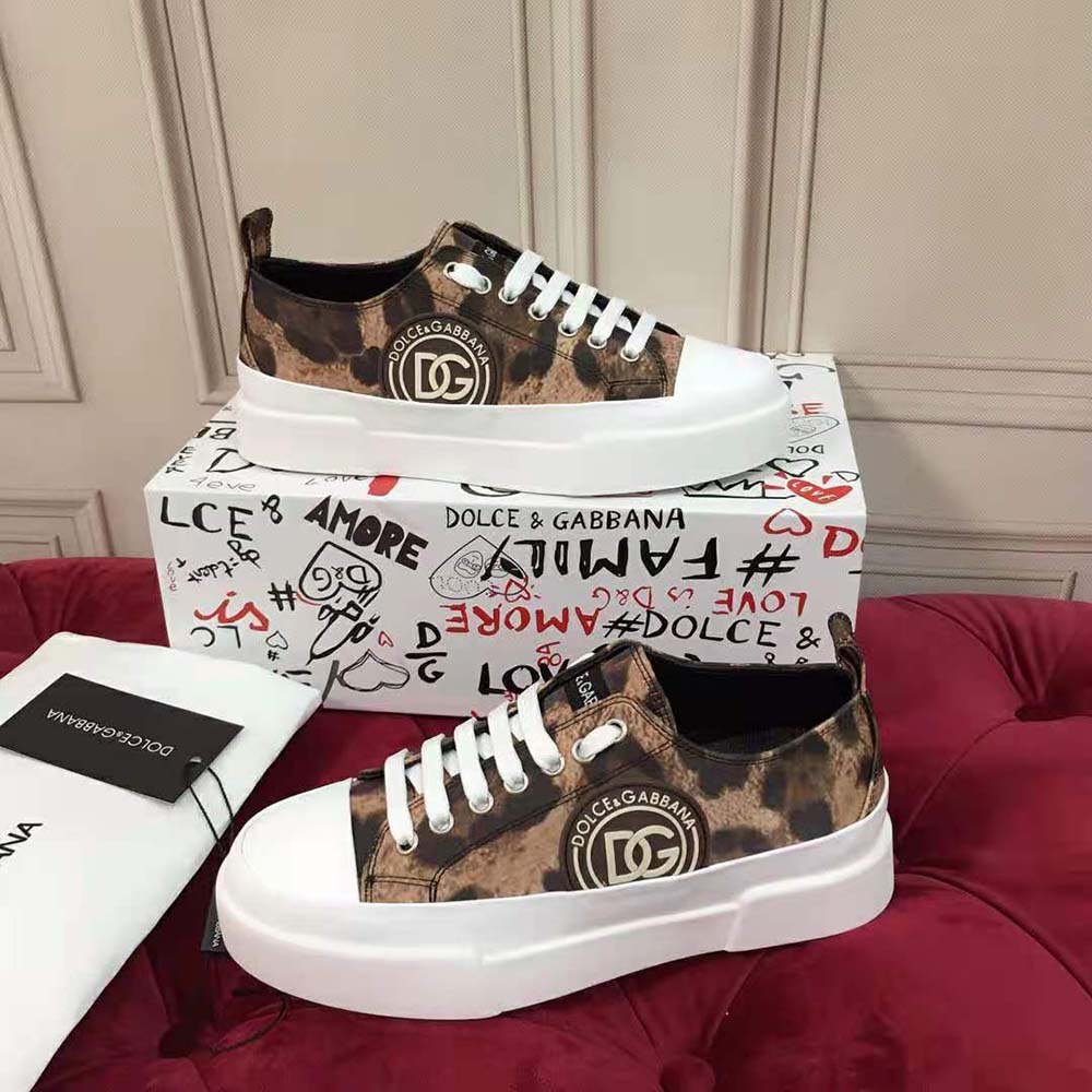Dolce Gabbana D&G Women Cotton Drill Portofino Light Sneakers with Leopard Print and DG Logo - image 6