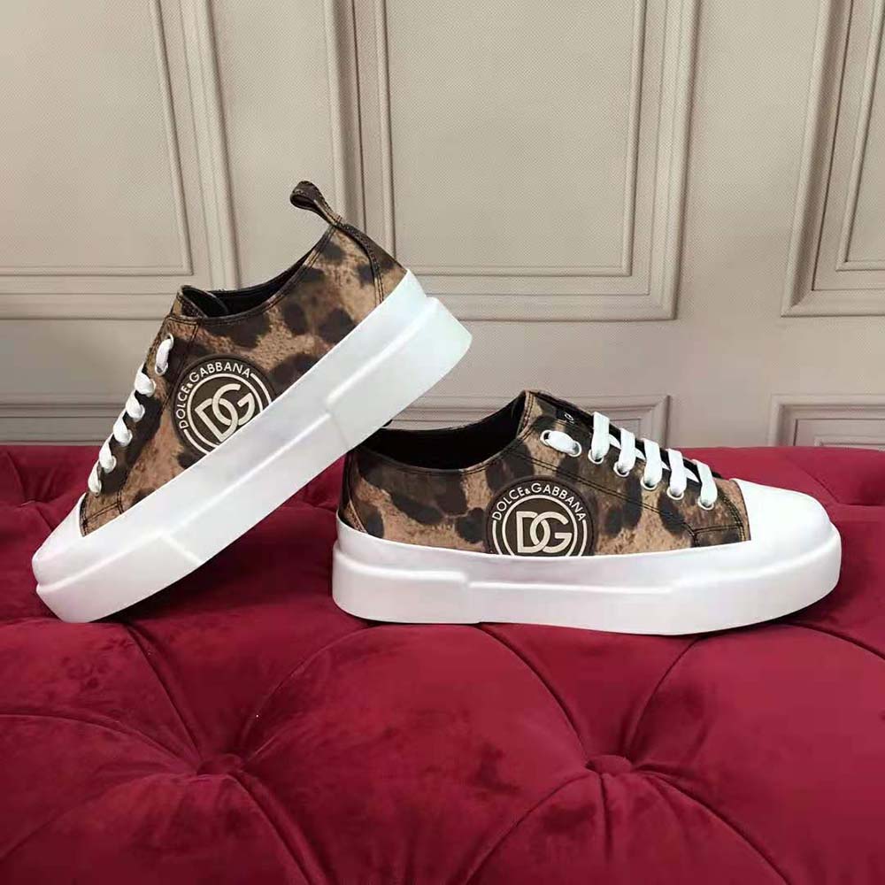 Dolce Gabbana D&G Women Cotton Drill Portofino Light Sneakers with Leopard Print and DG Logo - image 5