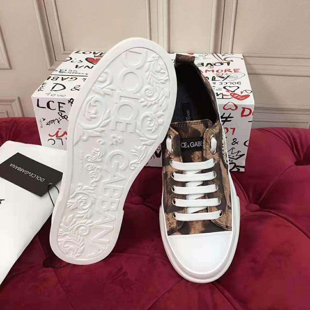 Dolce Gabbana D&G Women Cotton Drill Portofino Light Sneakers with Leopard Print and DG Logo - image 9