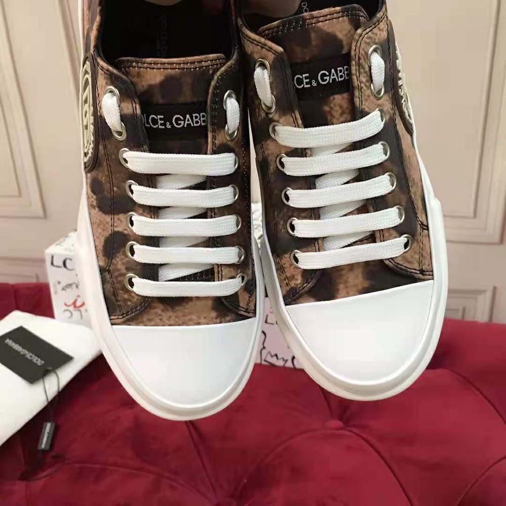 Dolce Gabbana D&G Women Cotton Drill Portofino Light Sneakers with Leopard Print and DG Logo - image 10