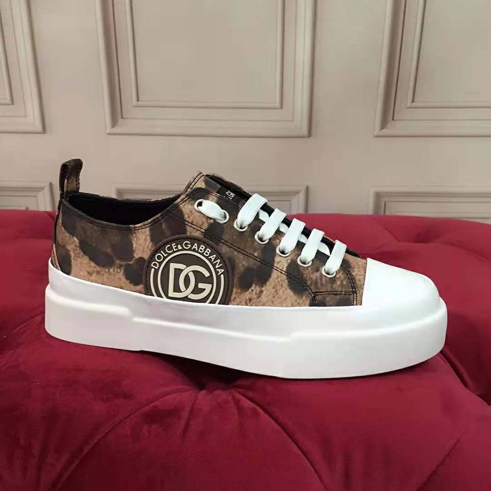 Dolce Gabbana D&G Women Cotton Drill Portofino Light Sneakers with Leopard Print and DG Logo - image 7