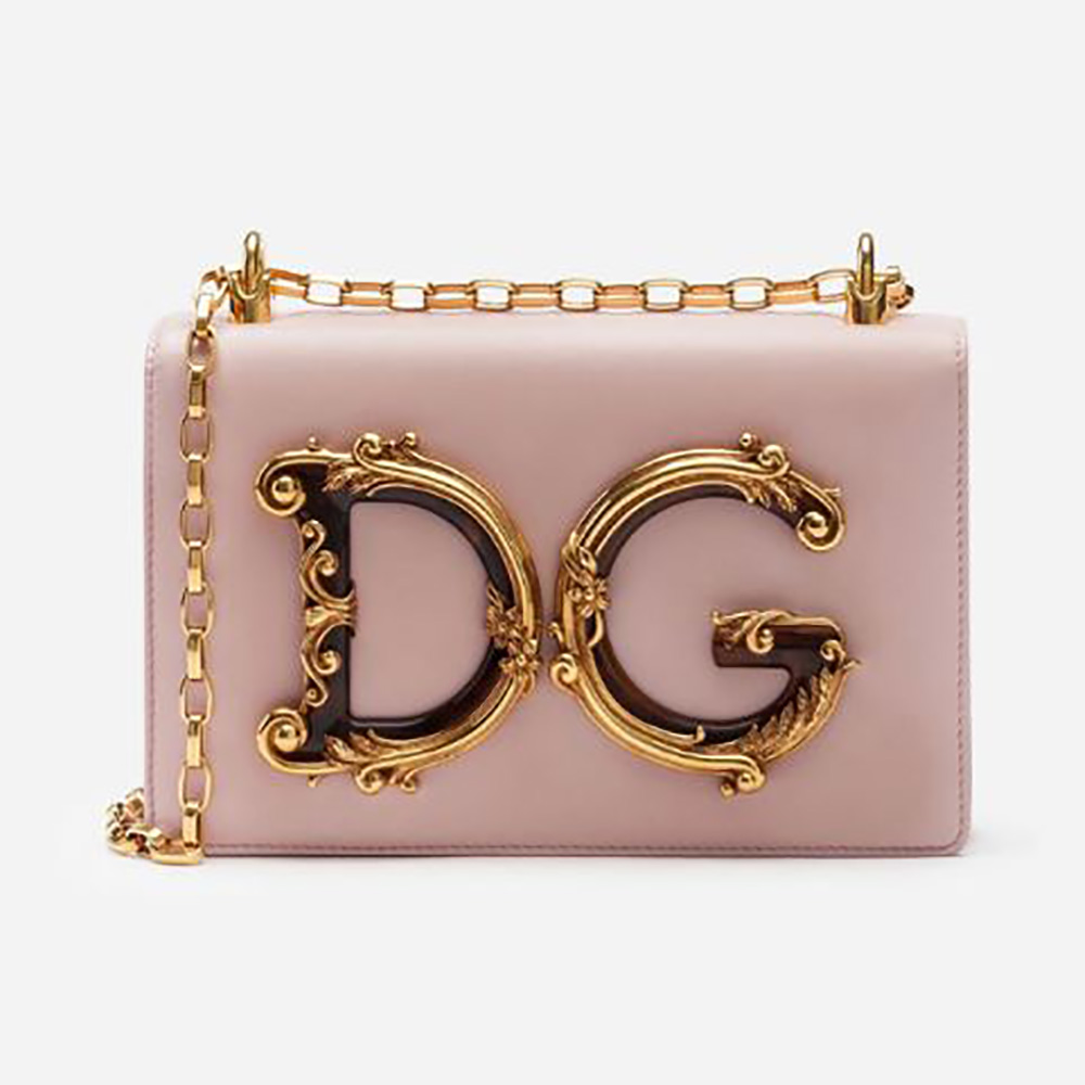 Front view of Dolce Gabbana D&G Women Girls Shoulder Bag in pink nappa leather