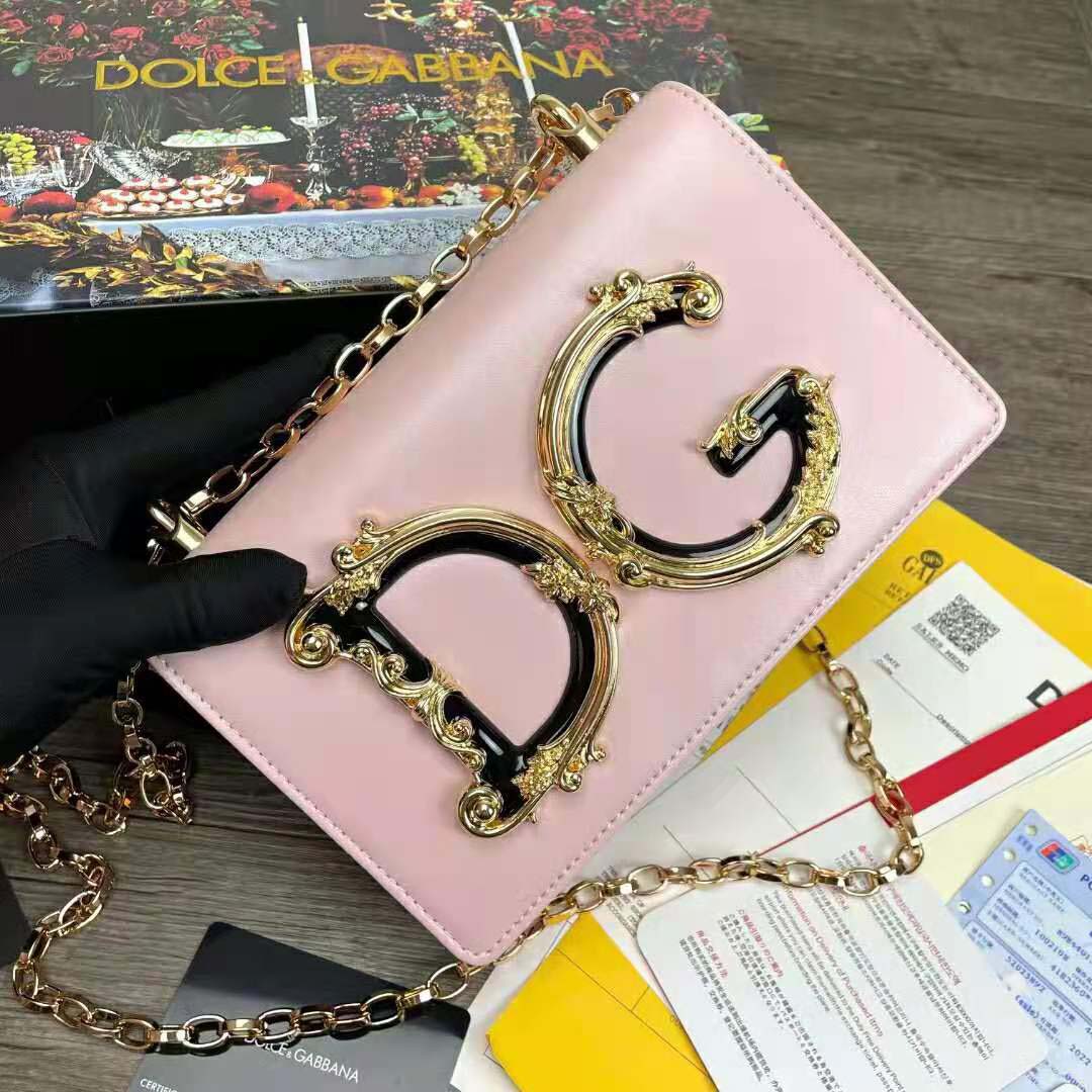 Dolce Gabbana D&G Women Girls Shoulder Bag in Nappa Leather-Pink - image 5