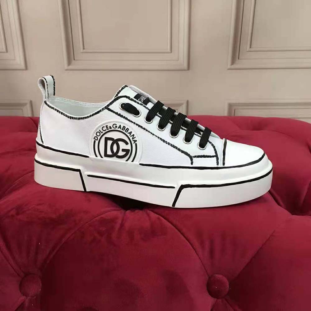 Dolce Gabbana D&G Women Hand-painted Canvas Portofino Light Sneakers-White - image 10