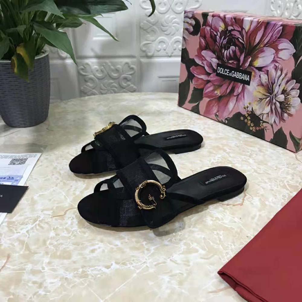 Dolce Gabbana D&G Women Mesh Mules with Baroque DG Logo - image 8