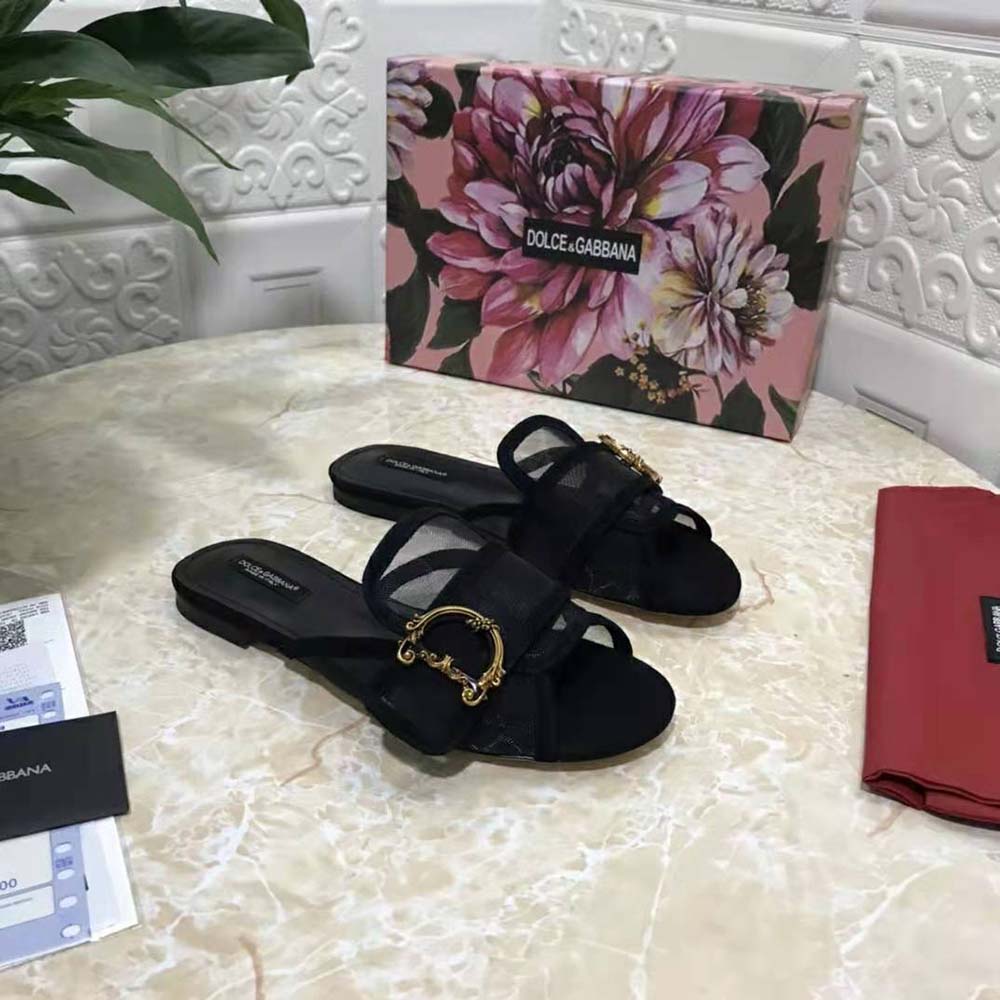 Dolce Gabbana D&G Women Mesh Mules with Baroque DG Logo - image 7