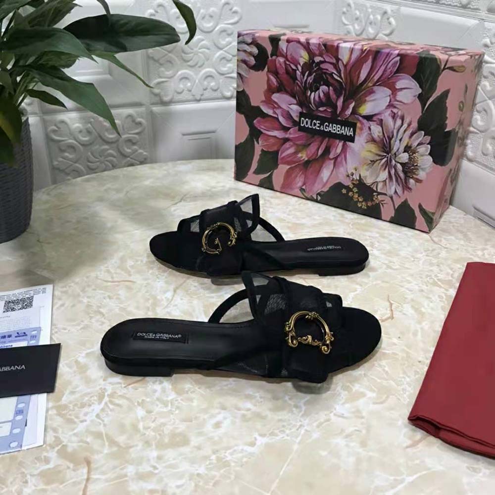 Dolce Gabbana D&G Women Mesh Mules with Baroque DG Logo - image 6