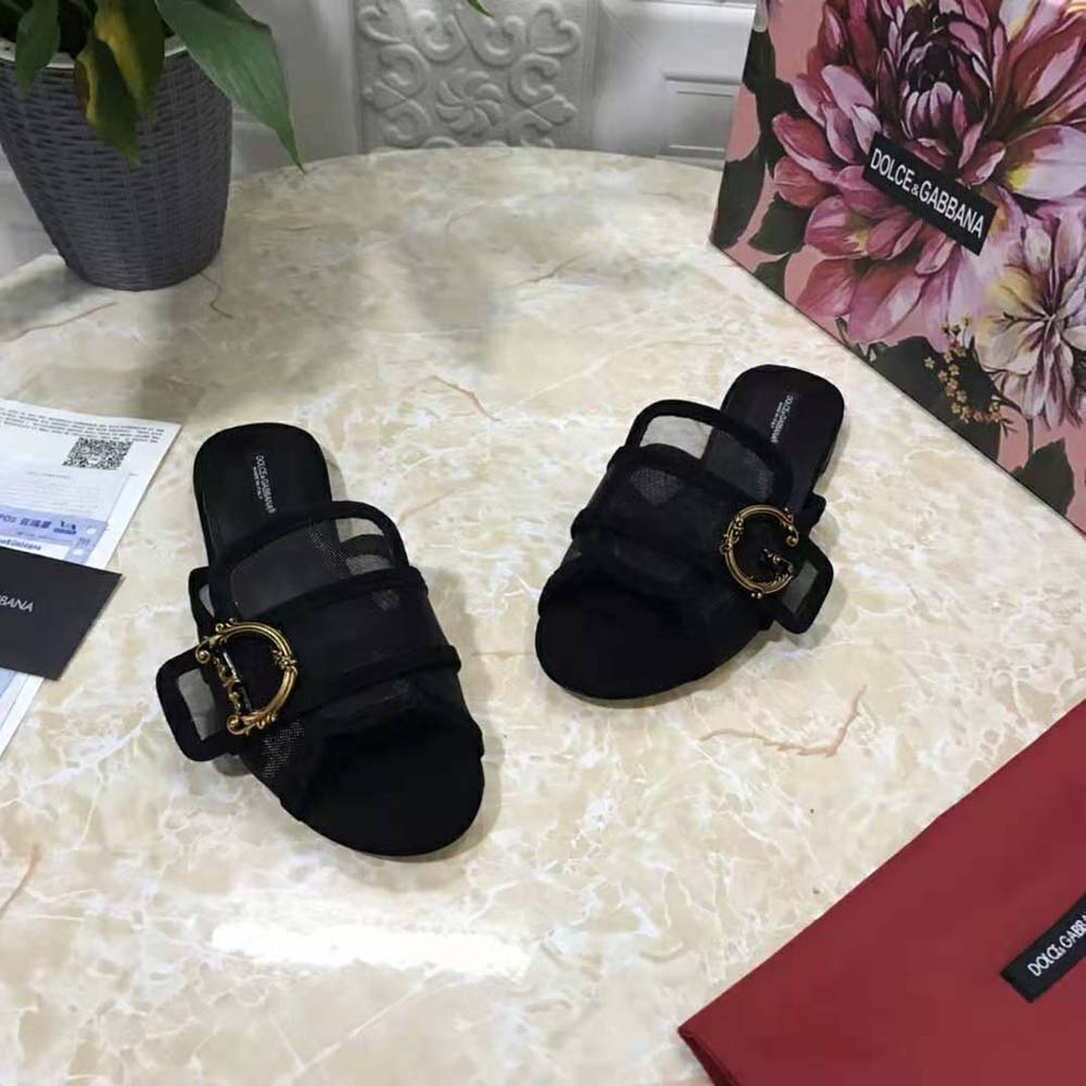 Dolce Gabbana D&G Women Mesh Mules with Baroque DG Logo - image 5