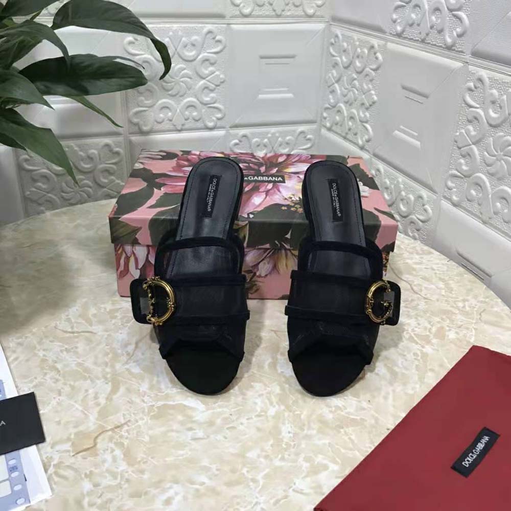 Dolce Gabbana D&G Women Mesh Mules with Baroque DG Logo - image 4