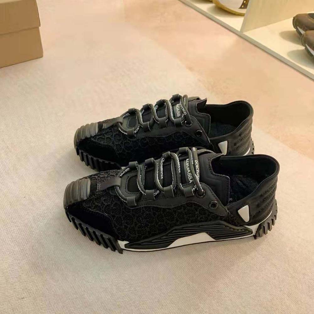 Side profile showing mixed materials on Dolce Gabbana D&G NS1 Sneakers