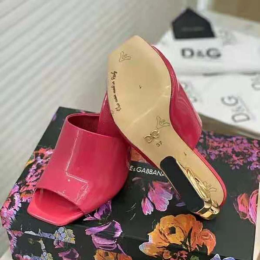 Dolce Gabbana D&G Women Patent Leather Mules with DG Pop Heel - image 6