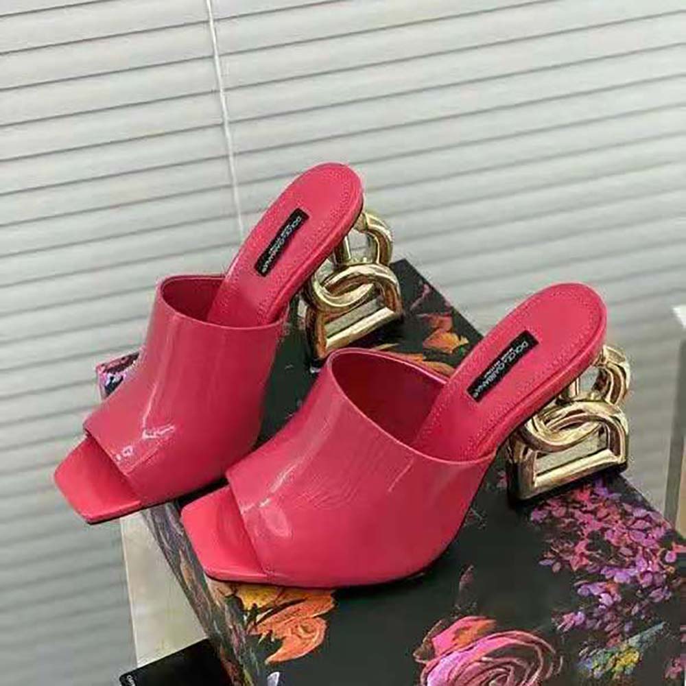 Dolce Gabbana D&G Women Patent Leather Mules with DG Pop Heel - image 4