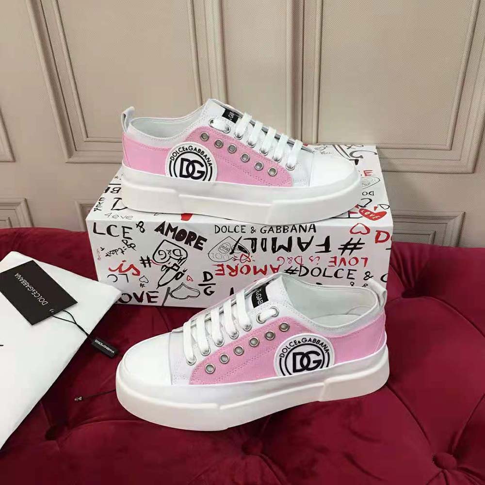 Dolce Gabbana D&G Women Two-tone Canvas Portofino Light Sneakers with DG Logo - image 4