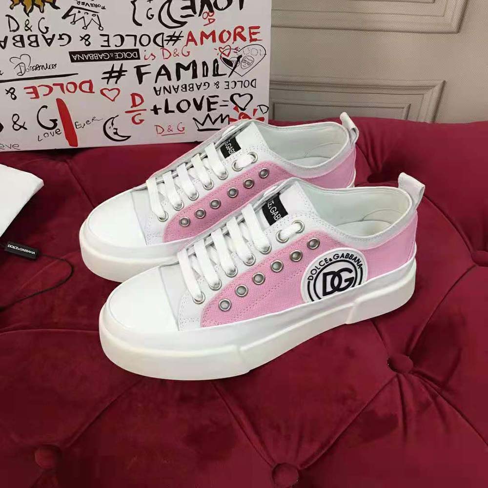 Dolce Gabbana D&G Women Two-tone Canvas Portofino Light Sneakers with DG Logo - image 5