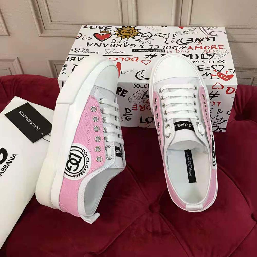 Dolce Gabbana D&G Women Two-tone Canvas Portofino Light Sneakers with DG Logo - image 6