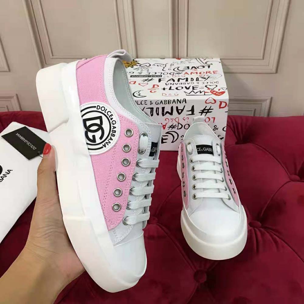 Dolce Gabbana D&G Women Two-tone Canvas Portofino Light Sneakers with DG Logo - image 7