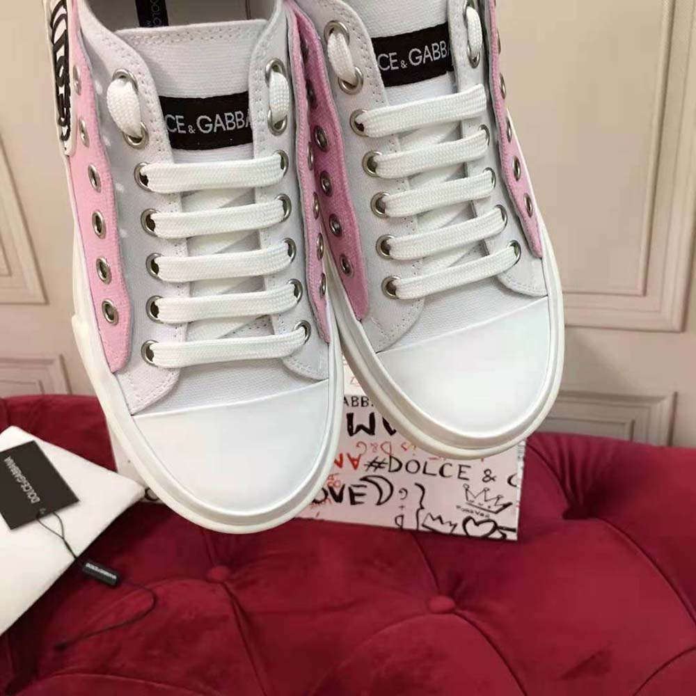 Dolce Gabbana D&G Women Two-tone Canvas Portofino Light Sneakers with DG Logo - image 10