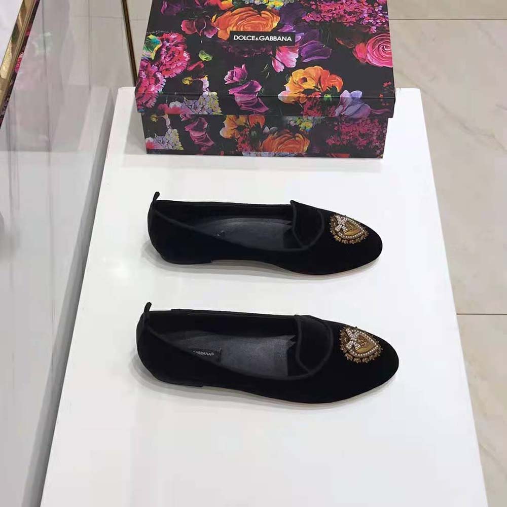 Dolce Gabbana D&G Women Velvet Devotion Slippers-Black - image 8