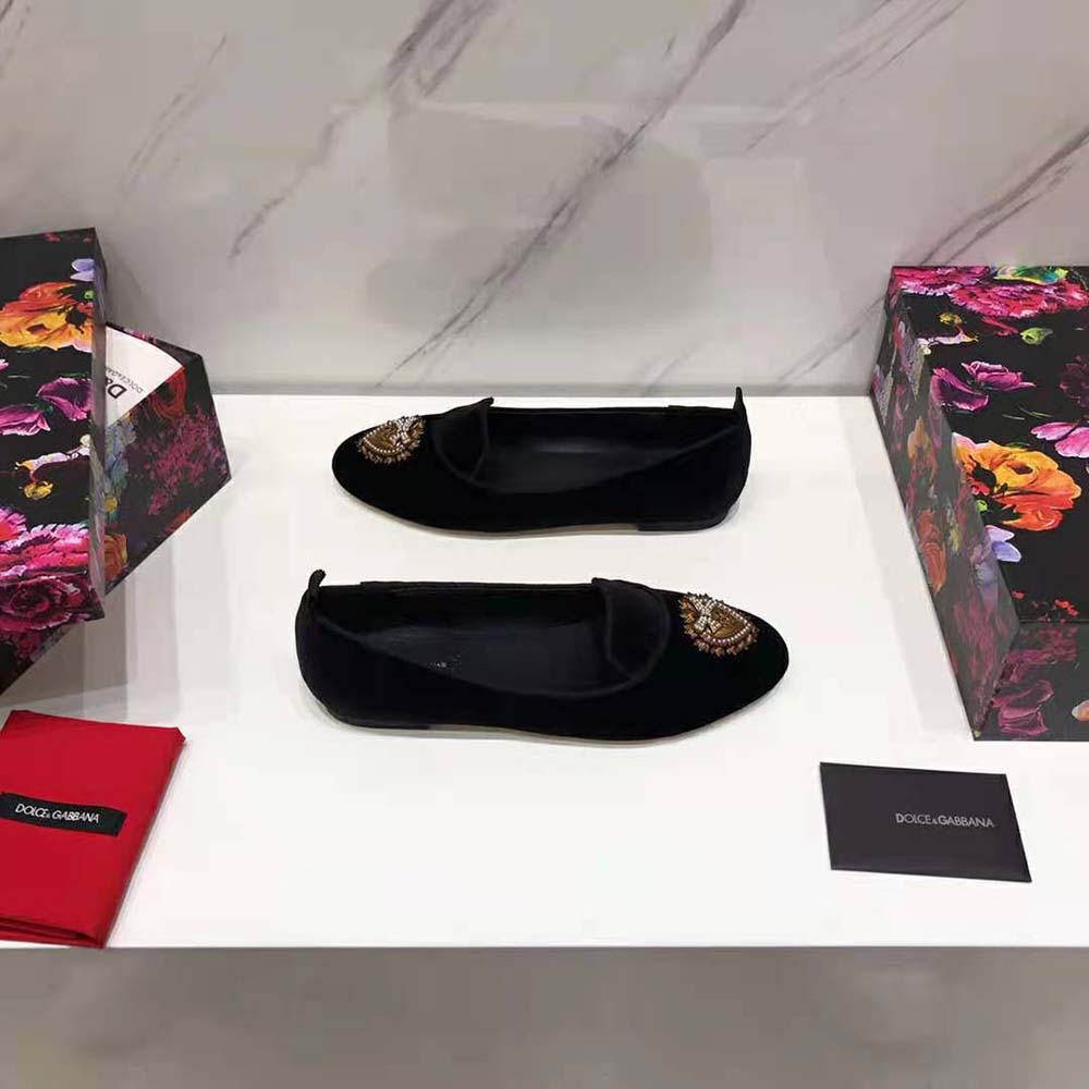 Dolce Gabbana D&G Women Velvet Devotion Slippers-Black - image 7