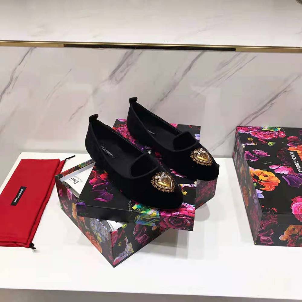 Dolce Gabbana D&G Women Velvet Devotion Slippers-Black - image 4