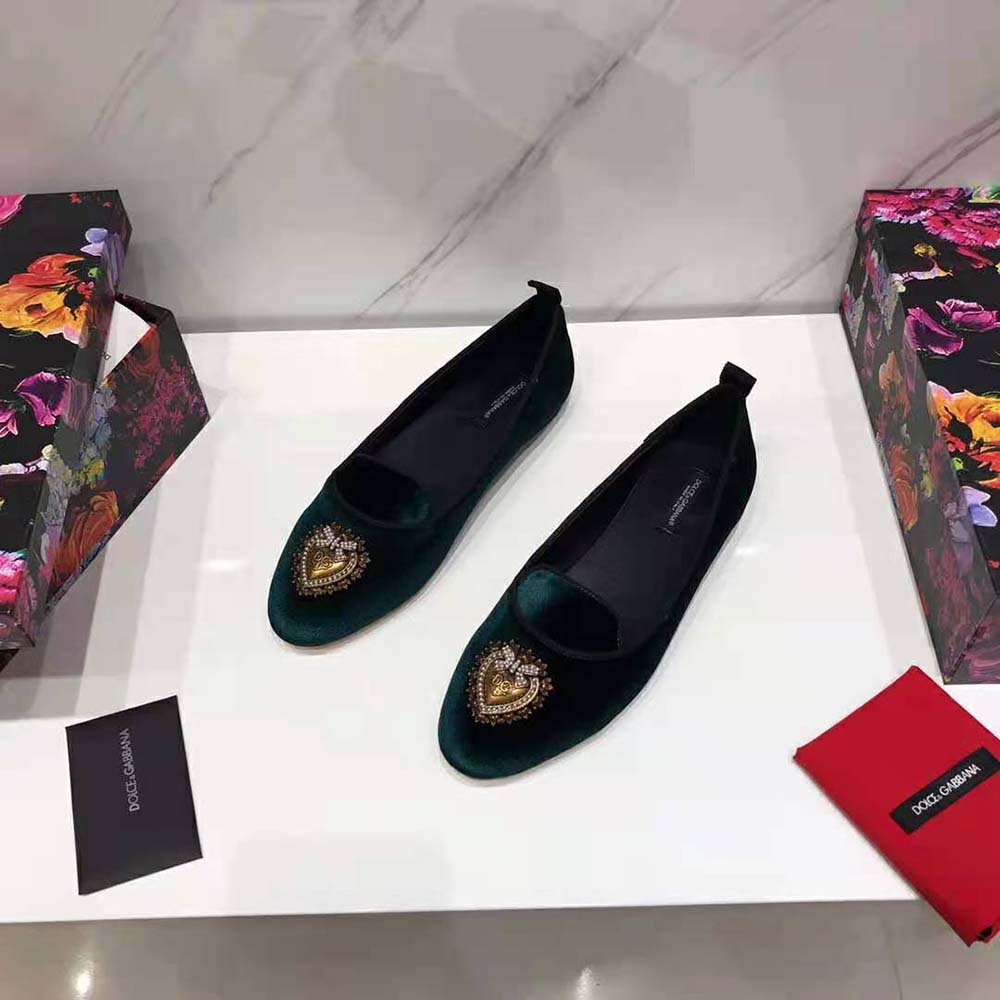 Dolce Gabbana D&G Women Velvet Devotion Slippers-Green - image 10