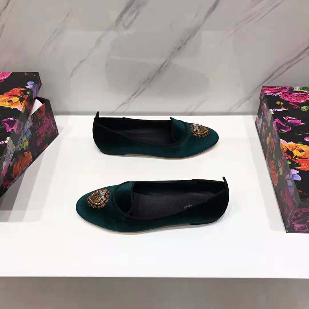 Dolce Gabbana D&G Women Velvet Devotion Slippers-Green - image 8