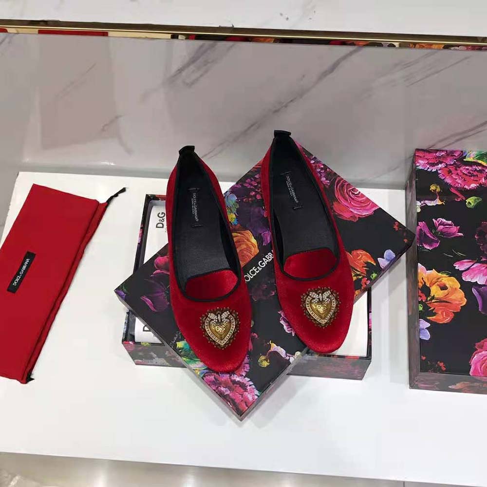 Dolce Gabbana D&G Women Velvet Devotion Slippers-Red - image 6