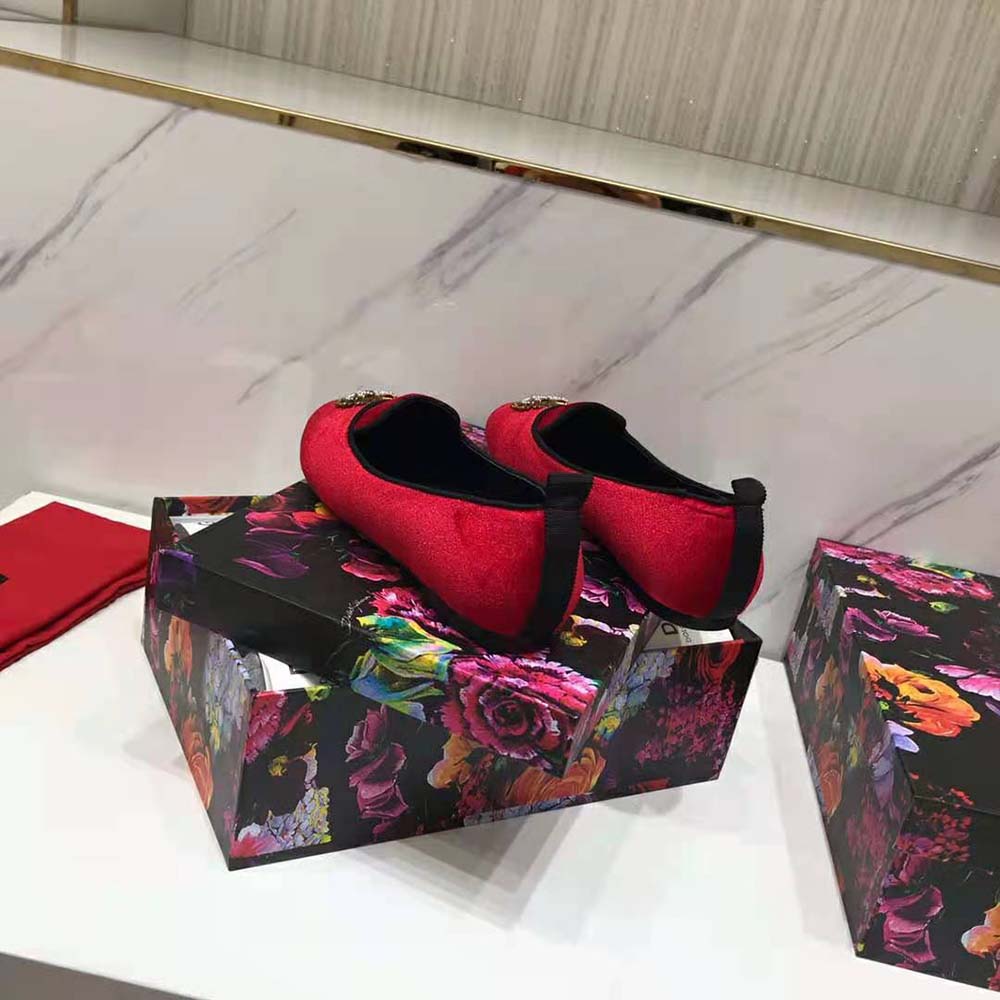 Dolce Gabbana D&G Women Velvet Devotion Slippers-Red - image 8