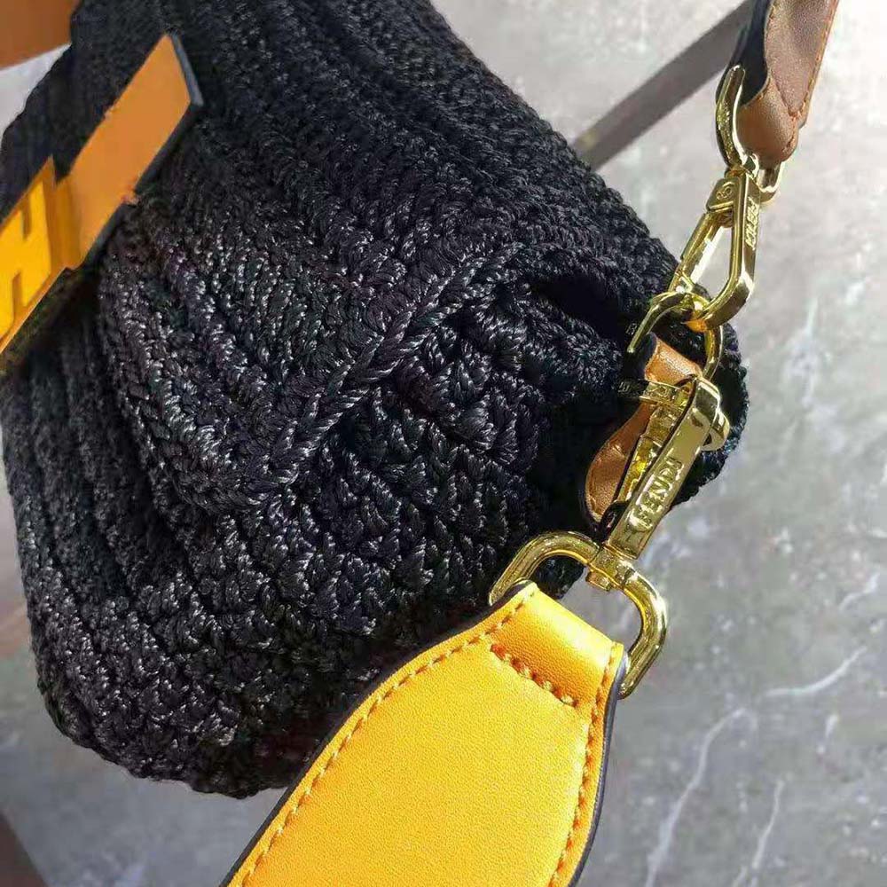 Fendi Women Baguette Bag in Traditional Cotton Crochet Bag-Black - image 6