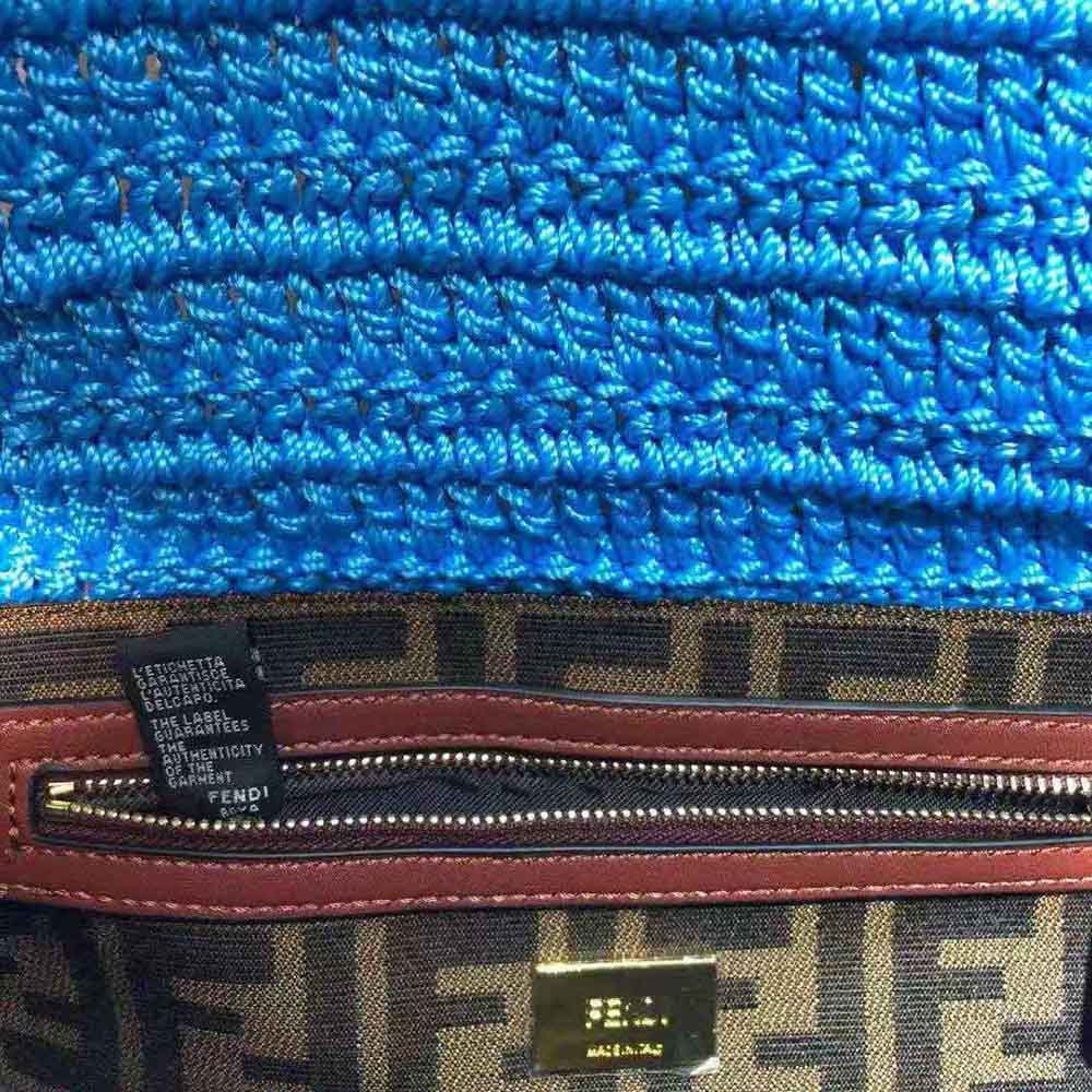 Fendi Women Baguette Bag in Traditional Cotton Crochet Bag-Blue - image 6