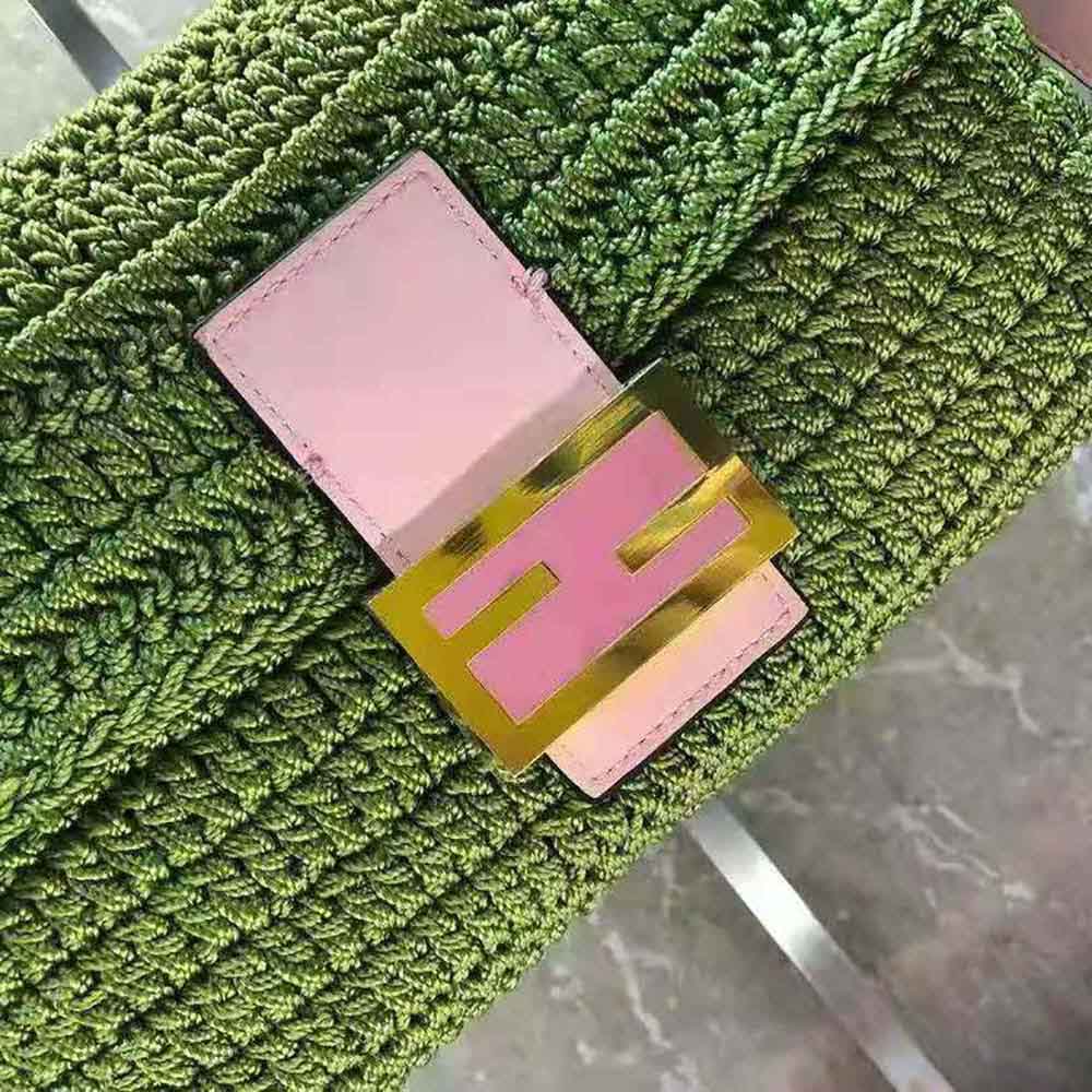 Fendi Women Baguette Bag in Traditional Cotton Crochet Bag-Green - image 7
