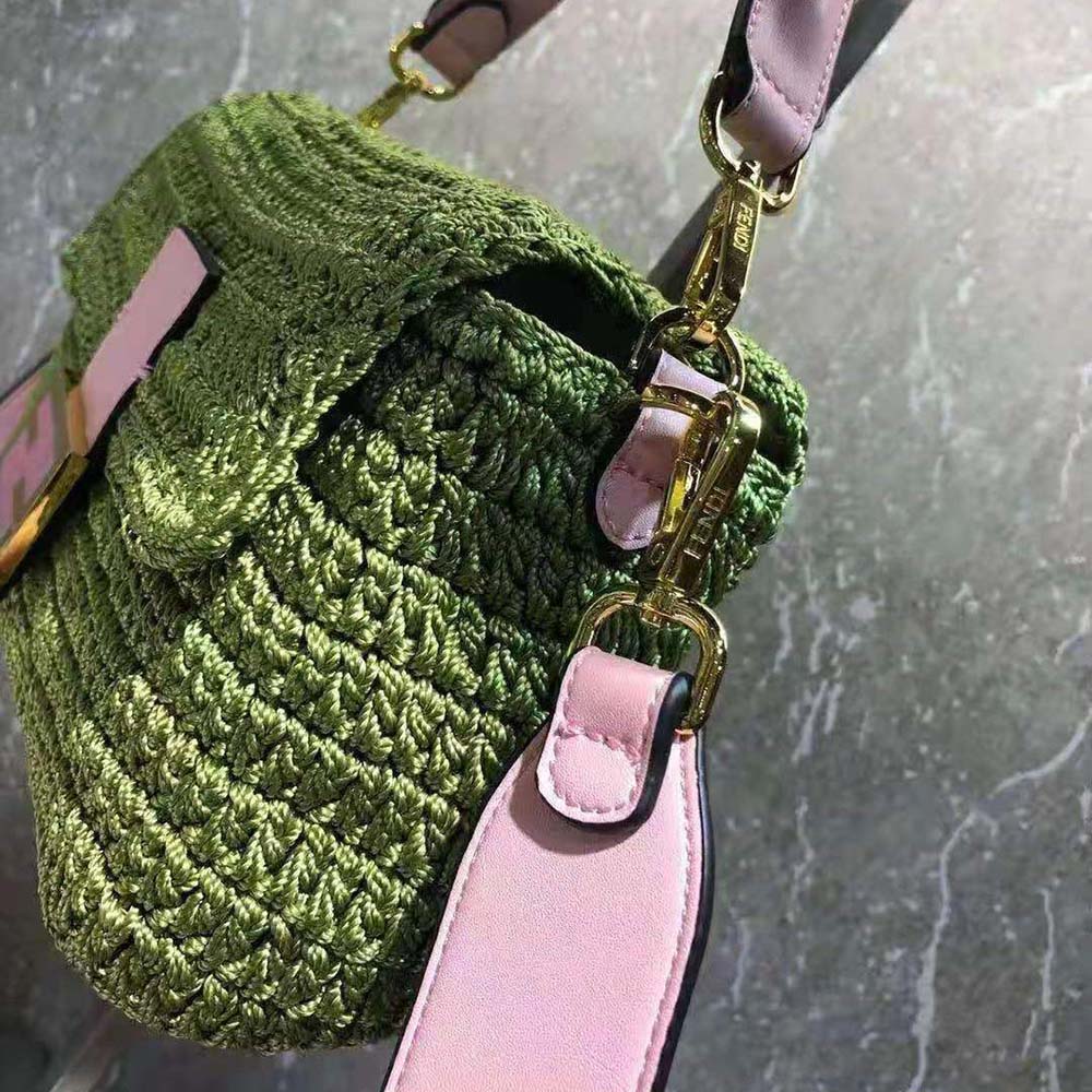 Fendi Women Baguette Bag in Traditional Cotton Crochet Bag-Green - image 6