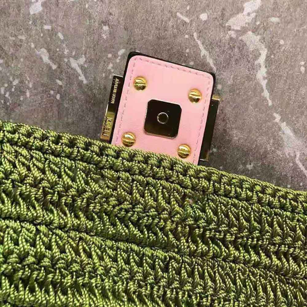 Fendi Women Baguette Bag in Traditional Cotton Crochet Bag-Green - image 8