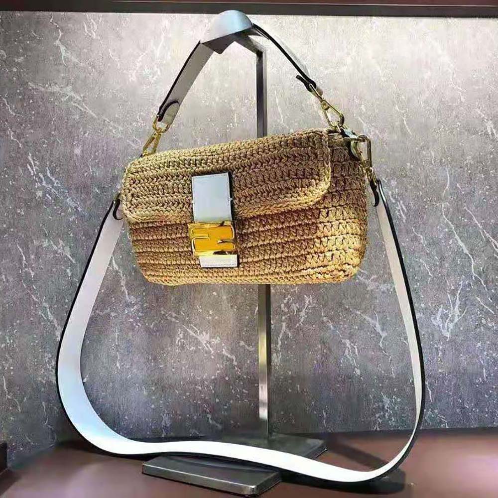 Fendi Women Baguette Bag in Traditional Cotton Crochet Bag-Orange - image 4