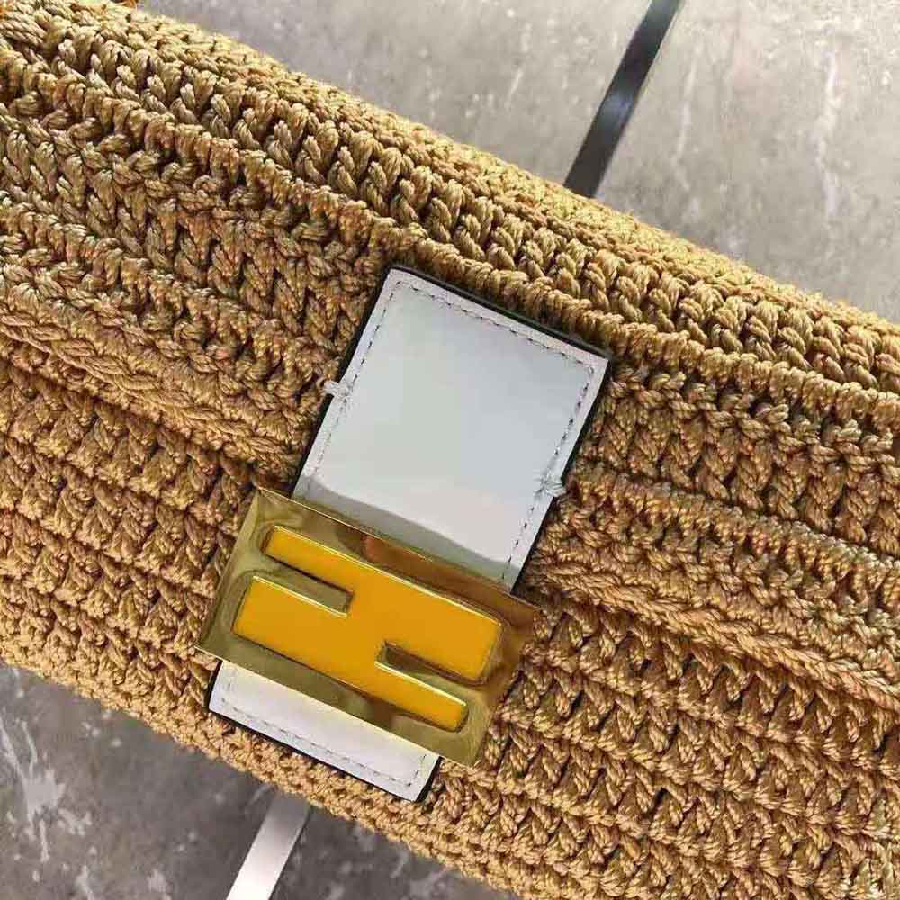 Fendi Women Baguette Bag in Traditional Cotton Crochet Bag-Orange - image 7